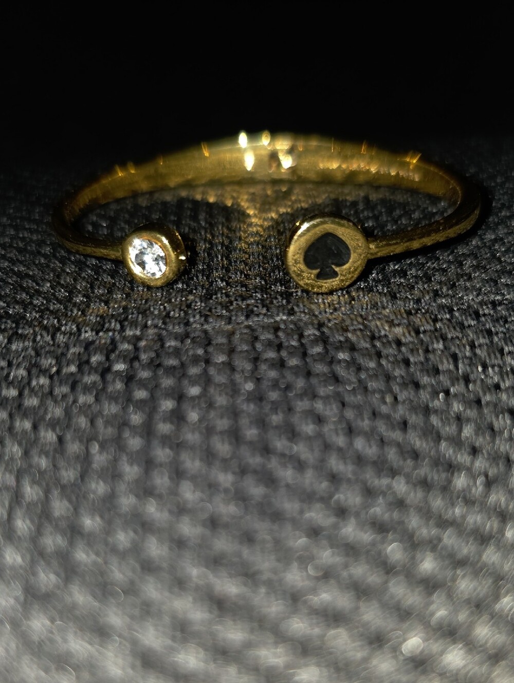 kate spade Gold Open Cuff Bracelet with Clear Crystal and Spade Cutout